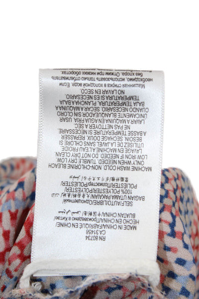 BCBGMAXAZRIA Womens Shirt Dress Blue Long Sleeve Geometric Tie Knee Size 0