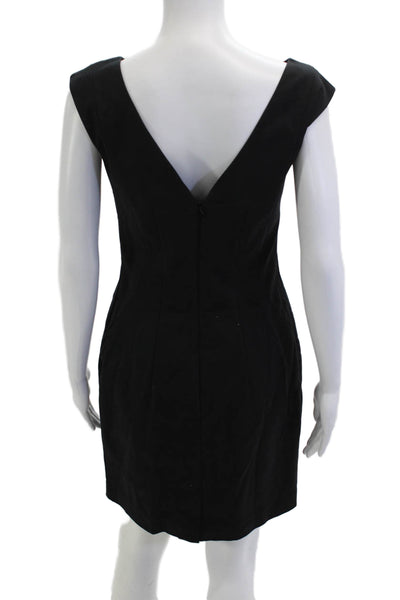 Club Monaco Womens Sheath Dress Black V-Neck Sleeveless Knee Length Zip Size 4