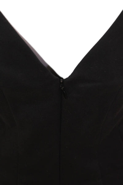 Club Monaco Womens Sheath Dress Black V-Neck Sleeveless Knee Length Zip Size 4