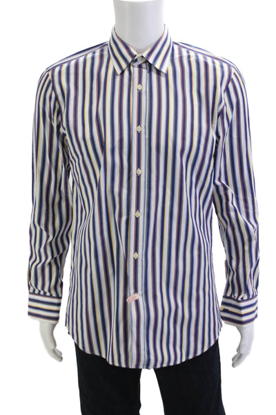Paul Smith Mens Button-Down Shirt Blue Striped Long Sleeve Cotton Size M