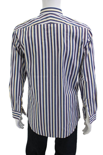 Paul Smith Mens Button-Down Shirt Blue Striped Long Sleeve Cotton Size M