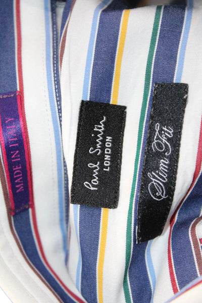 Paul Smith Mens Button-Down Shirt Blue Striped Long Sleeve Cotton Size M