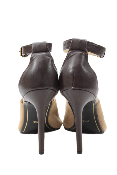 Charles Jourdan Paris Womens Open Toe Ankle Strap Heels Beige Size 9.5M