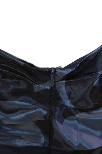 Armani Collezioni Women Dark Blue Silk Geometric Slip Dress Sleeveless Size 46