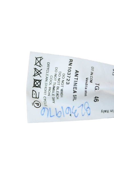 Armani Collezioni Women Dark Blue Silk Geometric Slip Dress Sleeveless Size 46