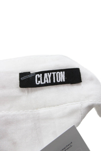 Clayton Womens White Cotton Textured Halter Sleeveless Romper Size S