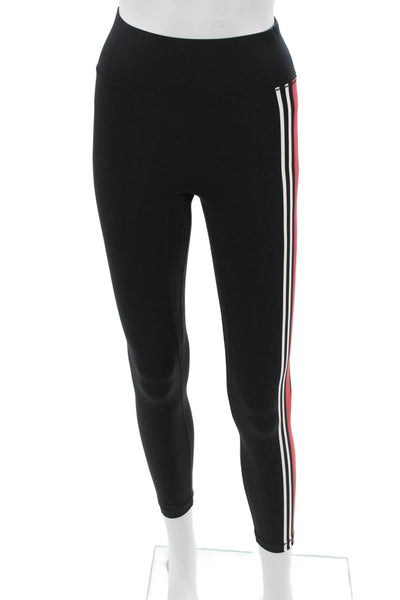 All Access Womens Ankle Striped Nylon Leggings Black Size XS