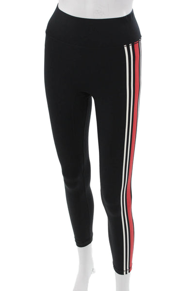 All Access Womens Ankle Striped Nylon Leggings Black Size XS