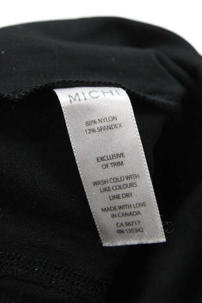 Michi Women Ankle Striped Black Leggings Nylon Spandex Petite Size XS