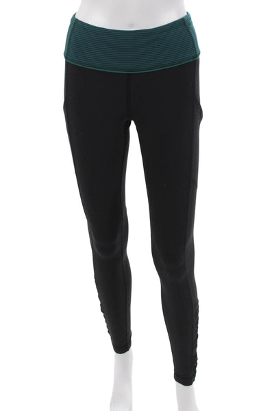 Lululemon Women Ankle Jegging Black Striped Zip Size 4