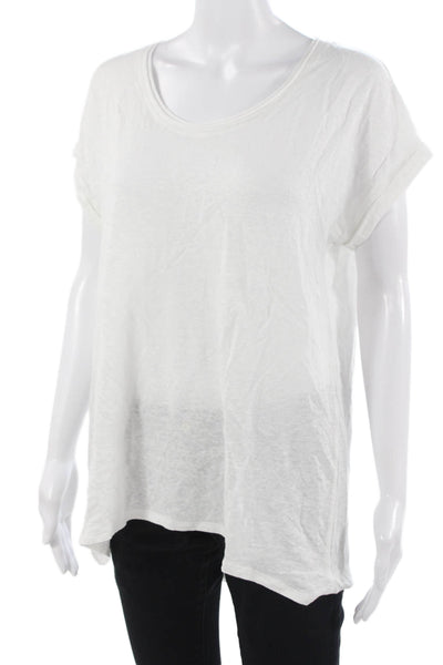 Lysse Womens Basic Tunic White Linen Short Sleeve Round Neck Size M
