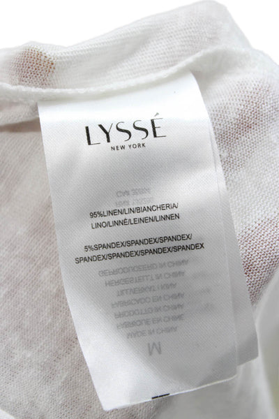 Lysse Womens Basic Tunic White Linen Short Sleeve Round Neck Size M