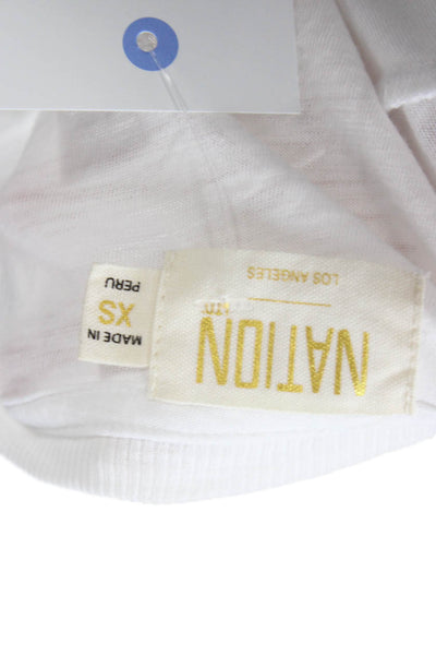 Nation LTD Women Pima Cotton Crew Neck Short Sleeve T-Shirt White Size XS