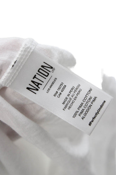 Nation LTD Women Pima Cotton Crew Neck Short Sleeve T-Shirt White Size XS