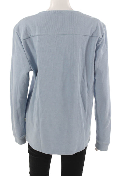 ONIA Women Basic Button-Up Sweater Light Blue Crew Neck Long Sleeve Size M