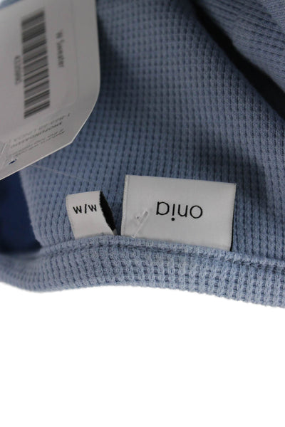 ONIA Women Basic Button-Up Sweater Light Blue Crew Neck Long Sleeve Size M