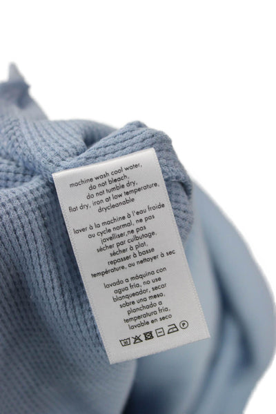ONIA Women Basic Button-Up Sweater Light Blue Crew Neck Long Sleeve Size M
