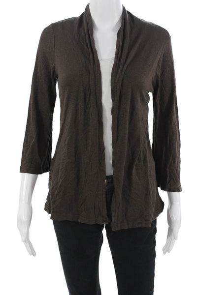 Michael Stars Women Basic Solid Brown 3/4 Sleeve Sweater Supima Size One Size