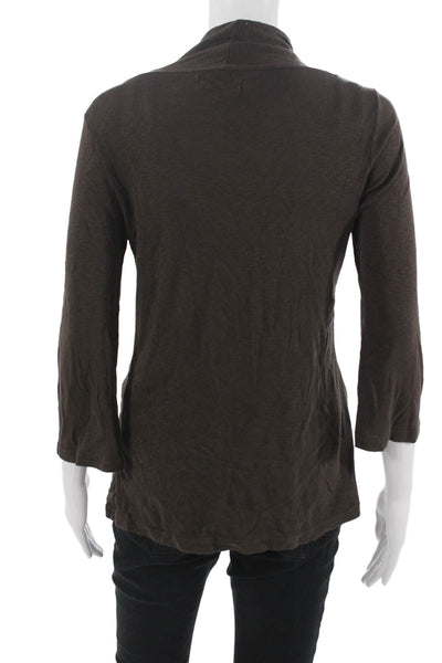 Michael Stars Women Basic Solid Brown 3/4 Sleeve Sweater Supima Size One Size