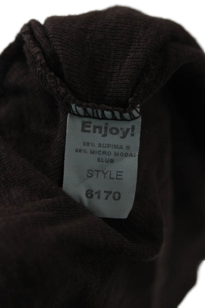 Michael Stars Women Basic Solid Brown 3/4 Sleeve Sweater Supima Size One Size