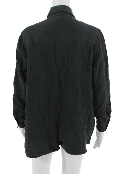 Maurie & Eve Womens Black Collared Basic Button-Up Blouse Long Sleeve Size 6