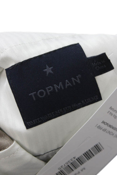 Topman Mens Beige Dress Pants Wool Blend Button Size 34