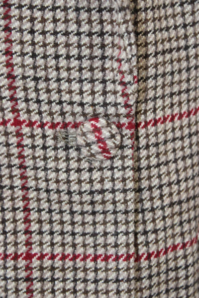 Lush Womens Plaid Collared Button Blazer Long Sleeve Brown Polyester Size S