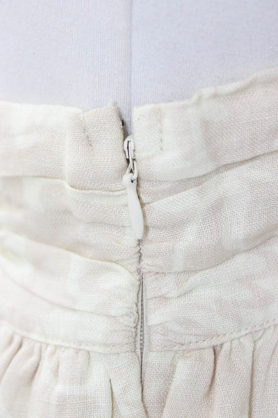 Ramy Brook Women Peasant Mini Floral Cotton Skirt Beige Size XS
