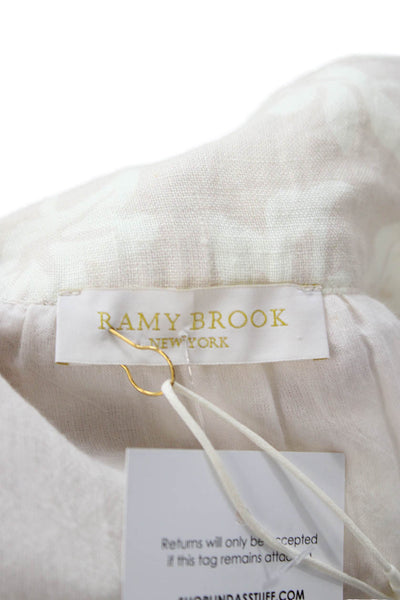 Ramy Brook Women Peasant Mini Floral Cotton Skirt Beige Size XS