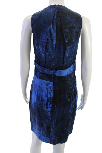 Pringle of Scotland Women Sheath Dress Navy Sleeveless Zip Crewneck Size 4