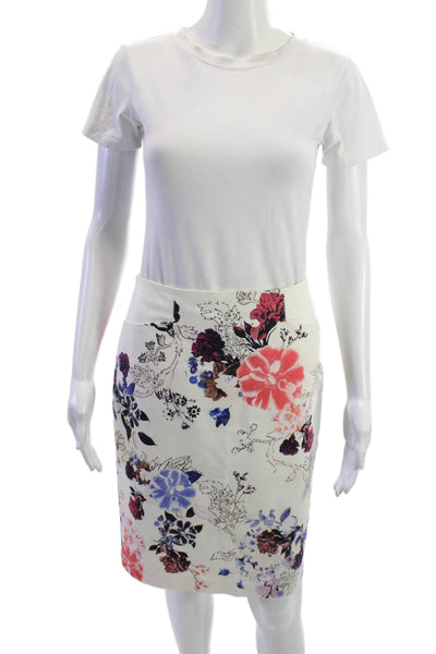 Club Monaco Women Straight Pencil Skirt White Floral Size 4