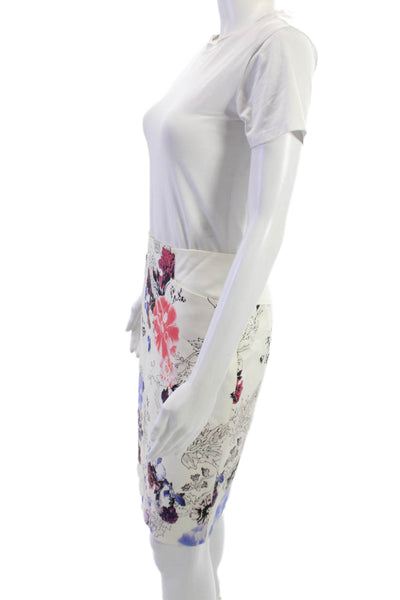 Club Monaco Women Straight Pencil Skirt White Floral Size 4