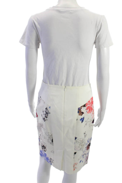 Club Monaco Women Straight Pencil Skirt White Floral Size 4