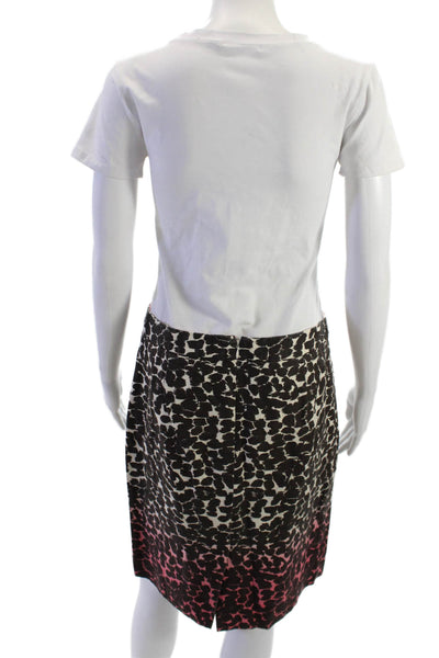 J Crew Women Straight Pencil Skirt Black Linen Animal Print Size 6