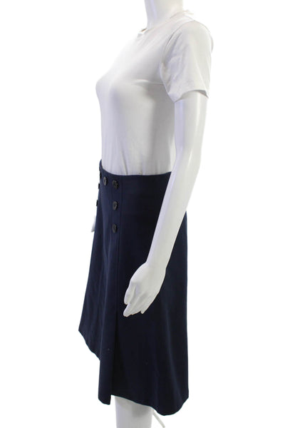 J Crew Women A-Line Dark Blue Cotton Blend Knee Length Skirt Size 4