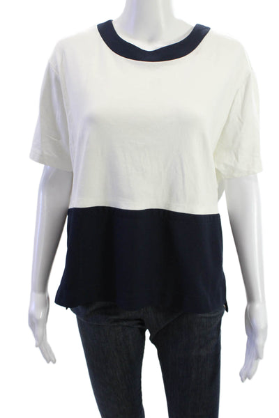 Massimo Dutti Womens White Basic T-Shirt Round Neck Short Sleeve Size M