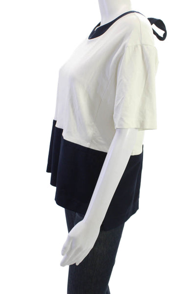 Massimo Dutti Womens White Basic T-Shirt Round Neck Short Sleeve Size M