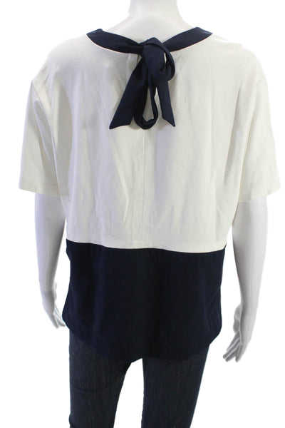 Massimo Dutti Womens White Basic T-Shirt Round Neck Short Sleeve Size M