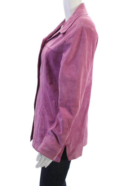 Atelier by B. Thomas Women Purple Leather Button Long Sleeve Jacket Size M