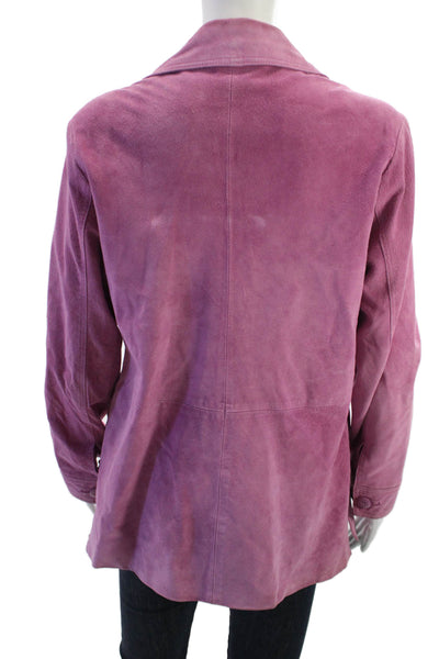 Atelier by B. Thomas Women Purple Leather Button Long Sleeve Jacket Size M