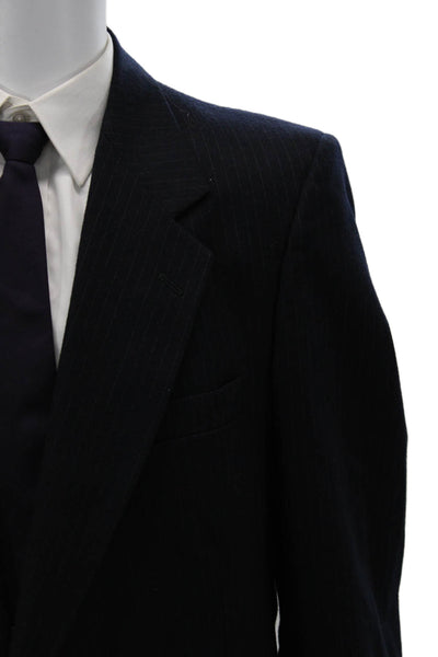 Eagle Clothes Mens 2 Piece DarkBlue WoolBlend Striped Suit Jacket Pants Size 40