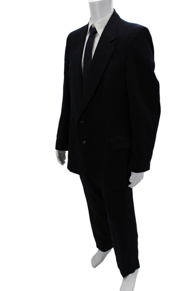 Eagle Clothes Mens 2 Piece DarkBlue WoolBlend Striped Suit Jacket Pants Size 40