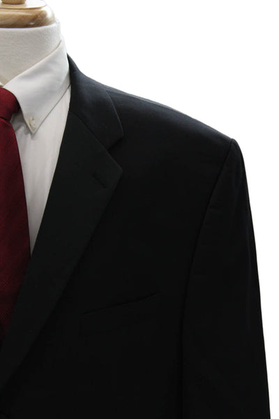 Calvin Klein Mens Black Wool Classic Suit Jacket Button Collared Size 50