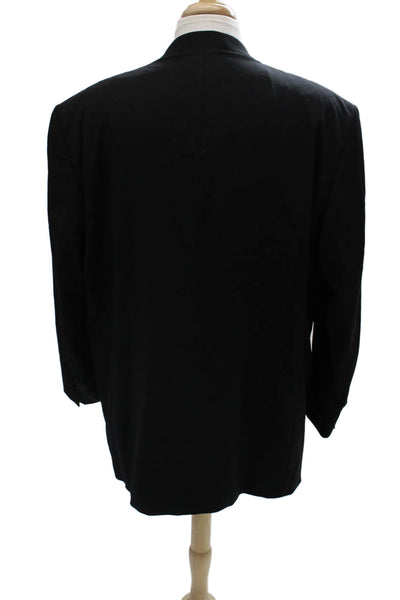 Calvin Klein Mens Black Wool Classic Suit Jacket Button Collared Size 50