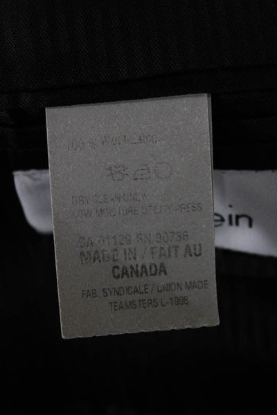 Calvin Klein Mens Black Wool Classic Suit Jacket Button Collared Size 50