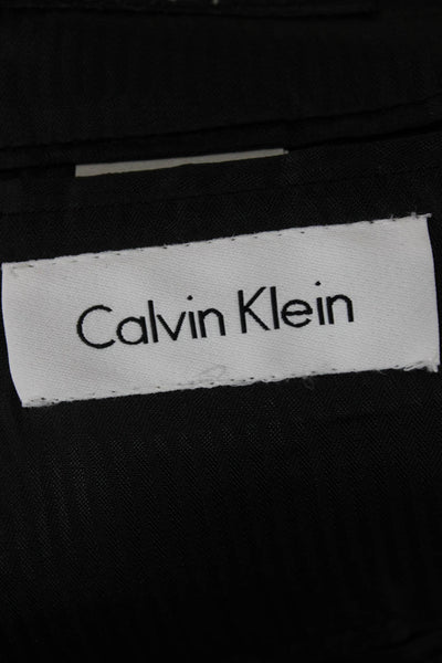 Calvin Klein Mens Black Wool Classic Suit Jacket Button Collared Size 50