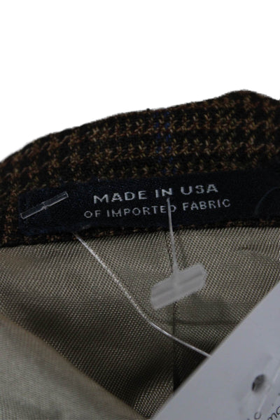 Hart Schaffner Marx Mens Brown Plaid Wool Blend Sport Coat Button Size 42