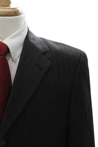 Joseph Abboud Mens Striped Dark Gray Wool Suit Jacket Button Size 41