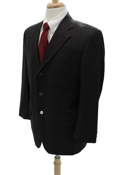Joseph Abboud Mens Striped Dark Gray Wool Suit Jacket Button Size 41