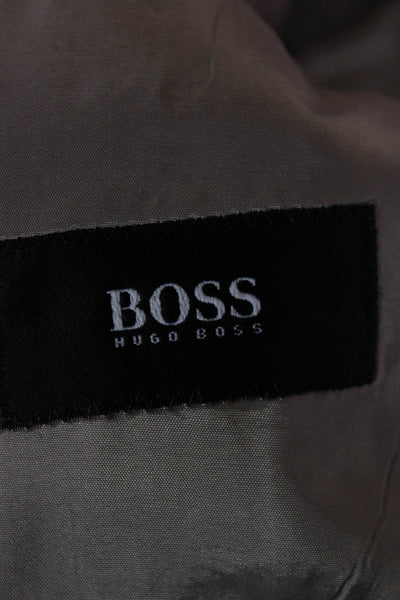 Boss Hugo Boss Men Classic Black Striped Wool Suit Jacket Collared Size 50